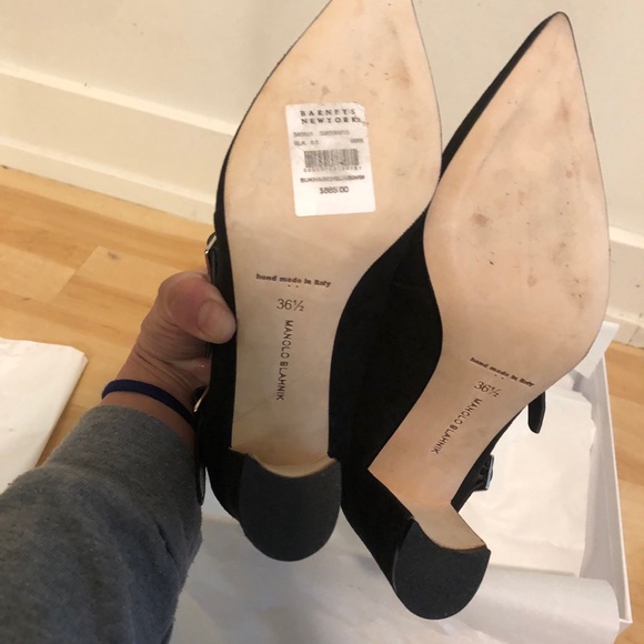 Manolo Blahnik NWT Bukhai black buckle heels 6.5 - Picture 5 of 8